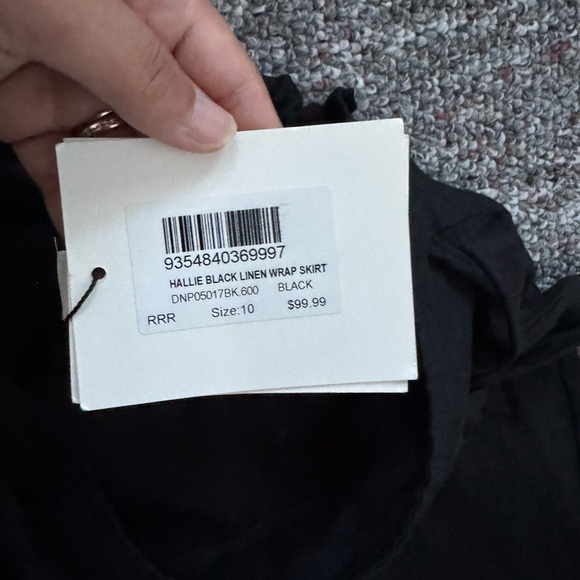 DISSH NWT Black 100% Linen Maxi Wrap Skirt Women Size 10 - Picture 7 of 10